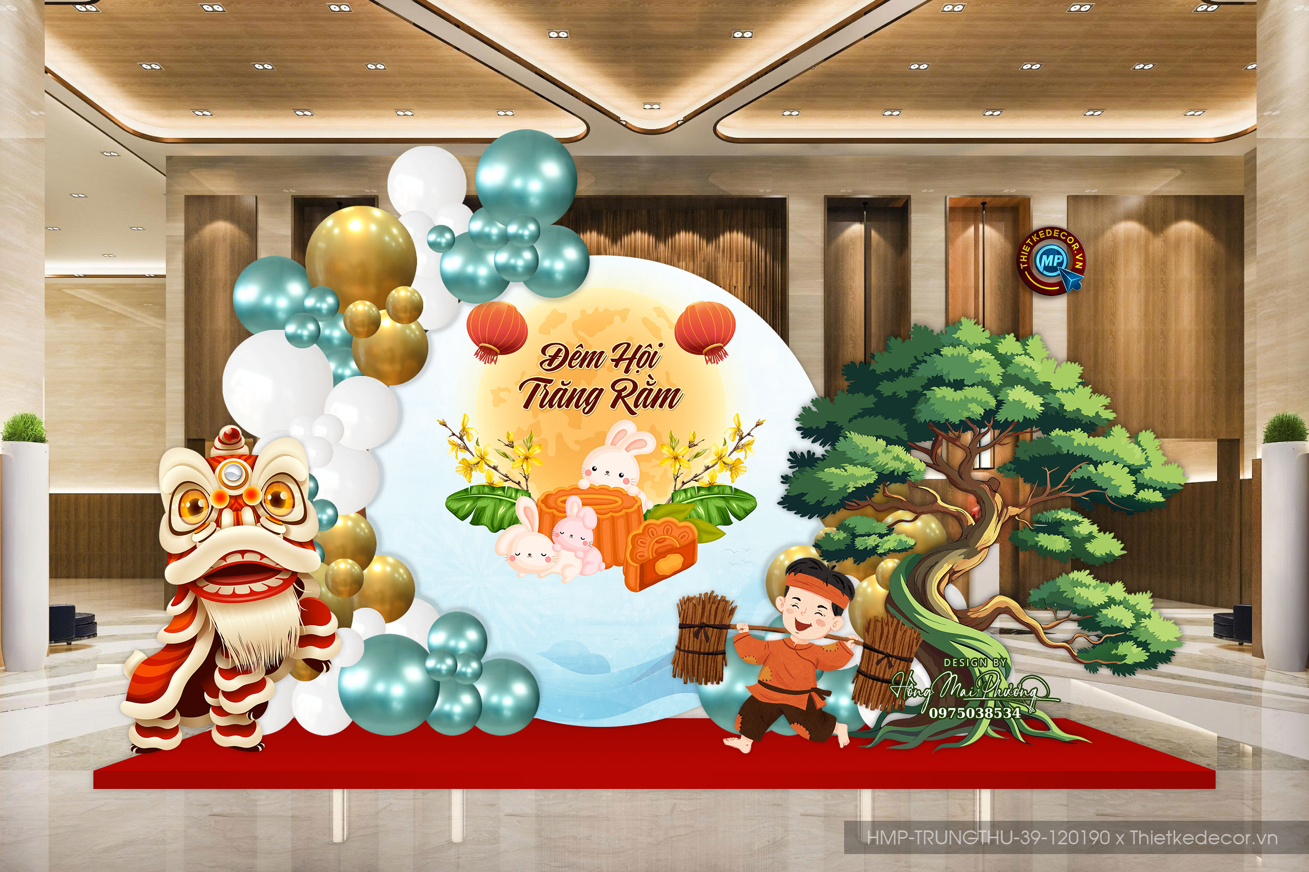 Backdrop trung thu căng bạt cây đa chú cuội